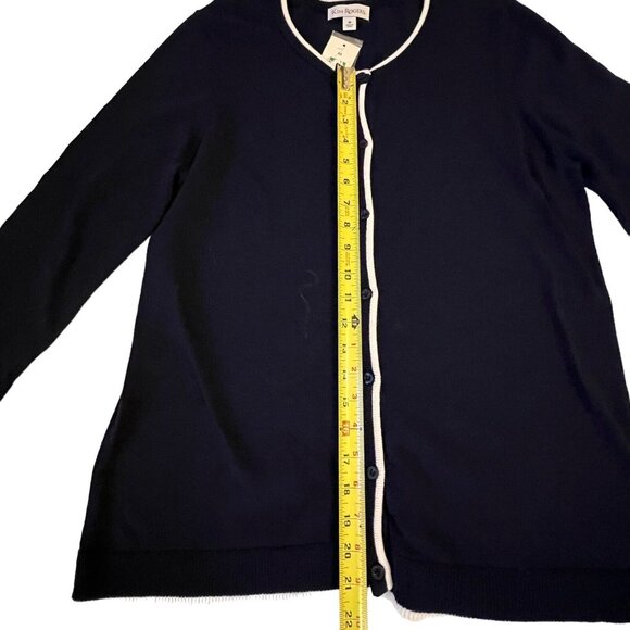 Kim Rogers Med Cotton Cardigan Sweater Button Front Scoop Neck Blue White NWT - Picture 9 of 14